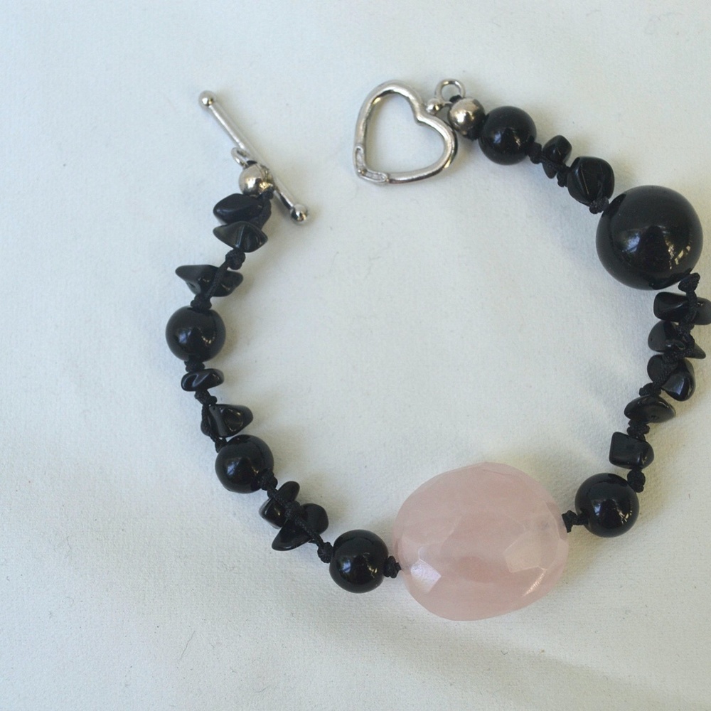 Rose Quartz Black Onyx Bracelet